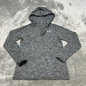 Under Armour Tech Twist Henley Hoodie Womens Medium Heather Gray Jersey 1269181